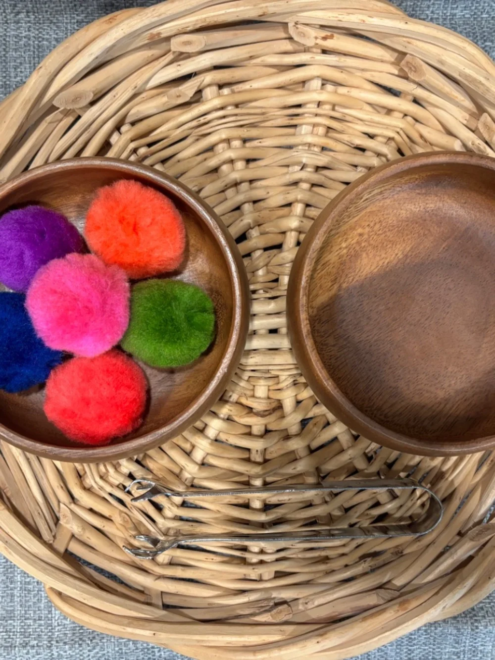 tonging jumbo poms transfer activity fine motor skills by idlewild montessori